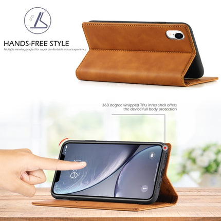 LC.IMEEKE Strong Magnetism Ultra-thin Horizontal Flip Shockproof Matte TPU + PU Leather Case with Holder & Card Slots & Wallet For iPhone XR(Brown)-garmade.com