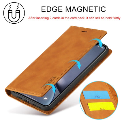 LC.IMEEKE Strong Magnetism Ultra-thin Horizontal Flip Shockproof Matte TPU + PU Leather Case with Holder & Card Slots & Wallet For iPhone XR(Brown)-garmade.com
