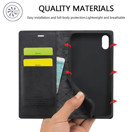 LC.IMEEKE Strong Magnetism Ultra-thin Horizontal Flip Shockproof Matte TPU + PU Leather Case with Holder & Card Slots & Wallet For iPhone XS Max(Black)-garmade.com