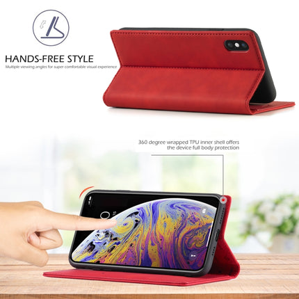 LC.IMEEKE Strong Magnetism Ultra-thin Horizontal Flip Shockproof Matte TPU + PU Leather Case with Holder & Card Slots & Wallet For iPhone XS Max(Red)-garmade.com