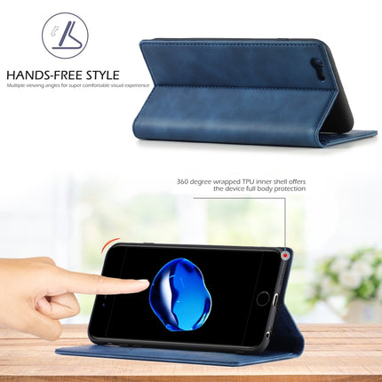 LC.IMEEKE Strong Magnetism Ultra-thin Horizontal Flip Shockproof Matte TPU + PU Leather Case with Holder & Card Slots & Wallet For iPhone 6 / 6s(Blue)-garmade.com