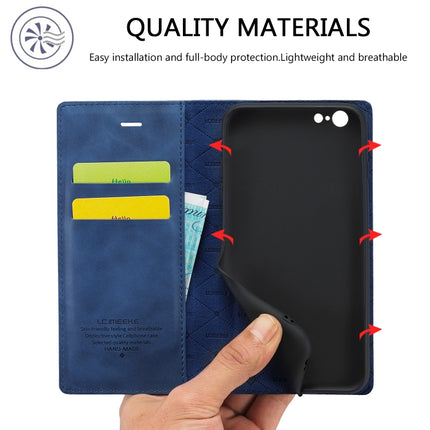 LC.IMEEKE Strong Magnetism Ultra-thin Horizontal Flip Shockproof Matte TPU + PU Leather Case with Holder & Card Slots & Wallet For iPhone 6 / 6s(Blue)-garmade.com