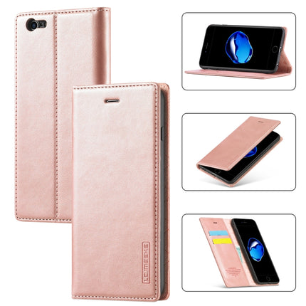 LC.IMEEKE Strong Magnetism Ultra-thin Horizontal Flip Shockproof Matte TPU + PU Leather Case with Holder & Card Slots & Wallet For iPhone 6 / 6s(Rose Gold)-garmade.com