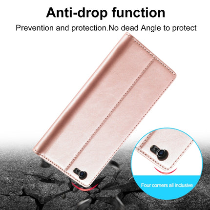 LC.IMEEKE Strong Magnetism Ultra-thin Horizontal Flip Shockproof Matte TPU + PU Leather Case with Holder & Card Slots & Wallet For iPhone 6 / 6s(Rose Gold)-garmade.com