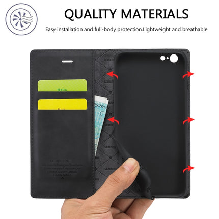 LC.IMEEKE Strong Magnetism Ultra-thin Horizontal Flip Shockproof Matte TPU + PU Leather Case with Holder & Card Slots & Wallet For iPhone 6 Plus / 6s Plus(Black)-garmade.com