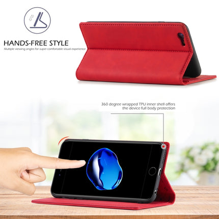 LC.IMEEKE Strong Magnetism Ultra-thin Horizontal Flip Shockproof Matte TPU + PU Leather Case with Holder & Card Slots & Wallet For iPhone 6 Plus / 6s Plus(Red)-garmade.com