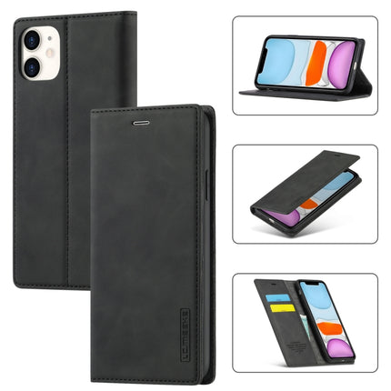 LC.IMEEKE Strong Magnetism Ultra-thin Horizontal Flip Shockproof Matte TPU + PU Leather Case with Holder & Card Slots & Wallet For iPhone 11(Black)-garmade.com