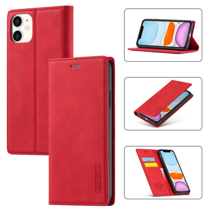 LC.IMEEKE Strong Magnetism Ultra-thin Horizontal Flip Shockproof Matte TPU + PU Leather Case with Holder & Card Slots & Wallet For iPhone 11(Red)-garmade.com