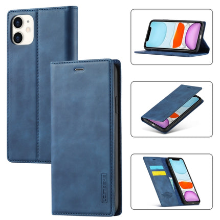 LC.IMEEKE Strong Magnetism Ultra-thin Horizontal Flip Shockproof Matte TPU + PU Leather Case with Holder & Card Slots & Wallet For iPhone 11(Blue)-garmade.com
