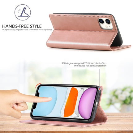 LC.IMEEKE Strong Magnetism Ultra-thin Horizontal Flip Shockproof Matte TPU + PU Leather Case with Holder & Card Slots & Wallet For iPhone 11(Rose Gold)-garmade.com