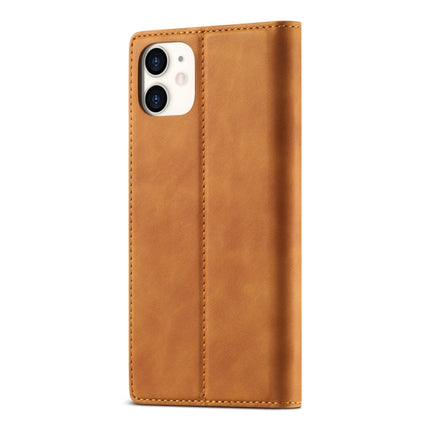 LC.IMEEKE Strong Magnetism Ultra-thin Horizontal Flip Shockproof Matte TPU + PU Leather Case with Holder & Card Slots & Wallet For iPhone 11(Brown)-garmade.com