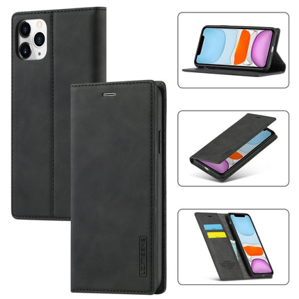 LC.IMEEKE Strong Magnetism Ultra-thin Horizontal Flip Shockproof Matte TPU + PU Leather Case with Holder & Card Slots & Wallet For iPhone 11 Pro(Black)-garmade.com