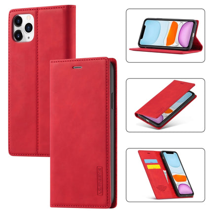 LC.IMEEKE Strong Magnetism Ultra-thin Horizontal Flip Shockproof Matte TPU + PU Leather Case with Holder & Card Slots & Wallet For iPhone 11 Pro(Red)-garmade.com