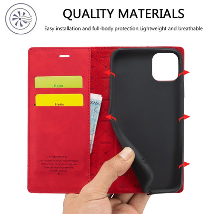 LC.IMEEKE Strong Magnetism Ultra-thin Horizontal Flip Shockproof Matte TPU + PU Leather Case with Holder & Card Slots & Wallet For iPhone 11 Pro(Red)-garmade.com