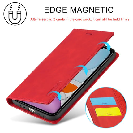 LC.IMEEKE Strong Magnetism Ultra-thin Horizontal Flip Shockproof Matte TPU + PU Leather Case with Holder & Card Slots & Wallet For iPhone 11 Pro(Red)-garmade.com