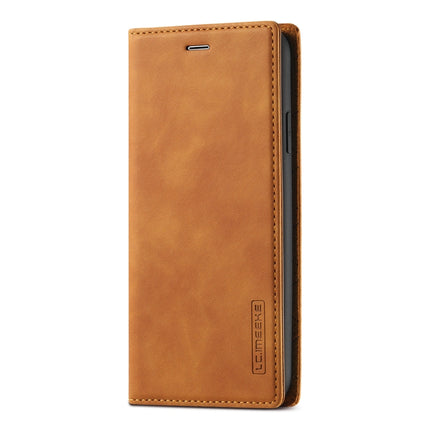 LC.IMEEKE Strong Magnetism Ultra-thin Horizontal Flip Shockproof Matte TPU + PU Leather Case with Holder & Card Slots & Wallet For iPhone 11 Pro(Brown)-garmade.com