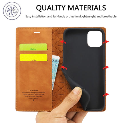 LC.IMEEKE Strong Magnetism Ultra-thin Horizontal Flip Shockproof Matte TPU + PU Leather Case with Holder & Card Slots & Wallet For iPhone 11 Pro(Brown)-garmade.com