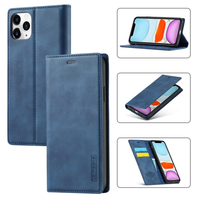 LC.IMEEKE Strong Magnetism Ultra-thin Horizontal Flip Shockproof Matte TPU + PU Leather Case with Holder & Card Slots & Wallet For iPhone 11 Pro Max(Blue)-garmade.com