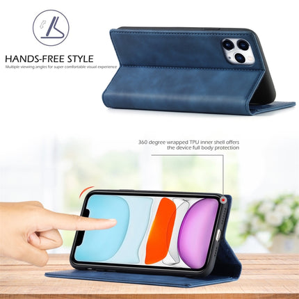LC.IMEEKE Strong Magnetism Ultra-thin Horizontal Flip Shockproof Matte TPU + PU Leather Case with Holder & Card Slots & Wallet For iPhone 11 Pro Max(Blue)-garmade.com