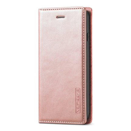 LC.IMEEKE Strong Magnetism Ultra-thin Horizontal Flip Shockproof Matte TPU + PU Leather Case with Holder & Card Slots & Wallet For iPhone SE 2020 / 8 / 7(Rose Gold)-garmade.com