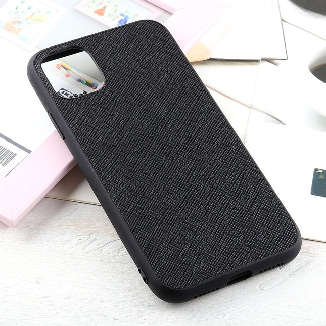 Hella Cross Texture Genuine Leather Protective Case For iPhone 11(Black)-garmade.com