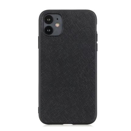 Hella Cross Texture Genuine Leather Protective Case For iPhone 11(Black)-garmade.com