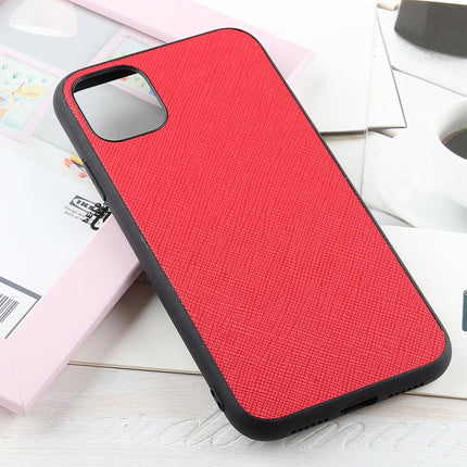 Hella Cross Texture Genuine Leather Protective Case For iPhone 11(Red)-garmade.com
