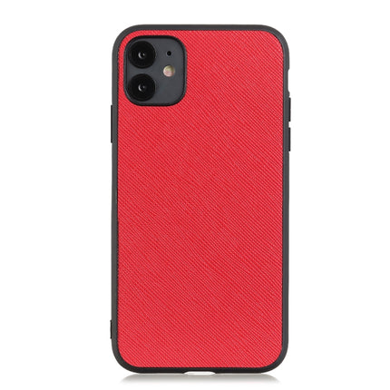 Hella Cross Texture Genuine Leather Protective Case For iPhone 11(Red)-garmade.com