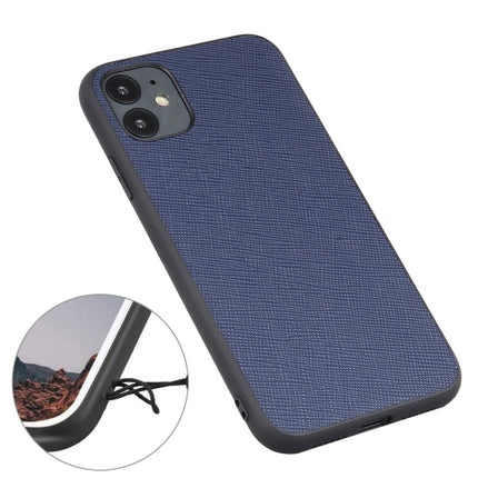 Hella Cross Texture Genuine Leather Protective Case For iPhone 12 / 12 Pro(Blue)-garmade.com