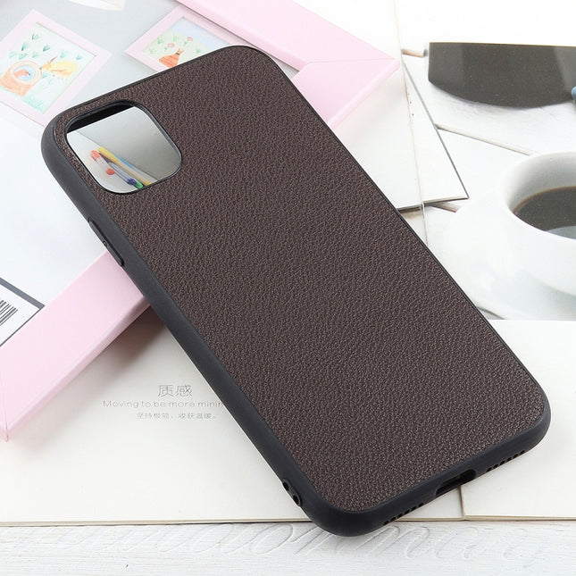 Bead Texture Genuine Leather Protective Case For iPhone 11(Coffee)-garmade.com