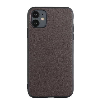 Bead Texture Genuine Leather Protective Case For iPhone 11(Coffee)-garmade.com