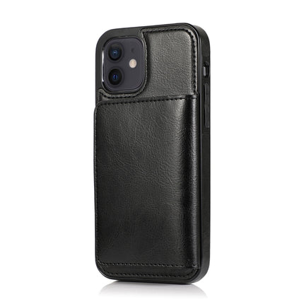 Shockproof PU + TPU Protective Case with Card Slots & Holder For iPhone 12 mini(Black)-garmade.com