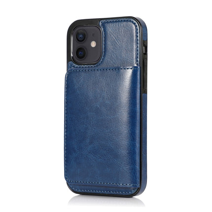 Shockproof PU + TPU Protective Case with Card Slots & Holder For iPhone 12 mini(Blue)-garmade.com
