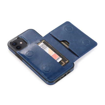 Shockproof PU + TPU Protective Case with Card Slots & Holder For iPhone 12 mini(Blue)-garmade.com