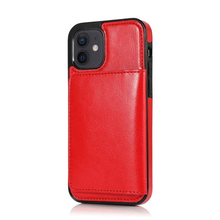 Shockproof PU + TPU Protective Case with Card Slots & Holder For iPhone 12 mini(Red)-garmade.com