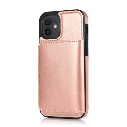 Shockproof PU + TPU Protective Case with Card Slots & Holder For iPhone 12 mini(Rose Gold)-garmade.com