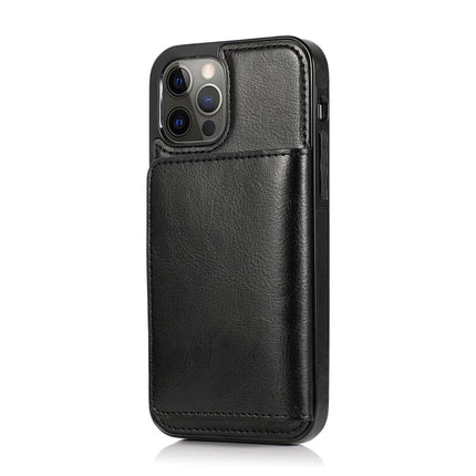 Shockproof PU + TPU Protective Case with Card Slots & Holder For iPhone 12 / 12 Pro(Black)-garmade.com