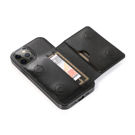 Shockproof PU + TPU Protective Case with Card Slots & Holder For iPhone 12 / 12 Pro(Black)-garmade.com