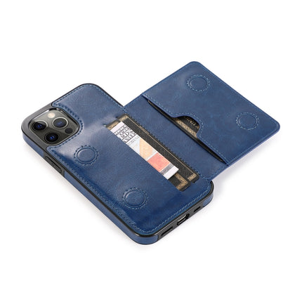 Shockproof PU + TPU Protective Case with Card Slots & Holder For iPhone 12 / 12 Pro(Blue)-garmade.com
