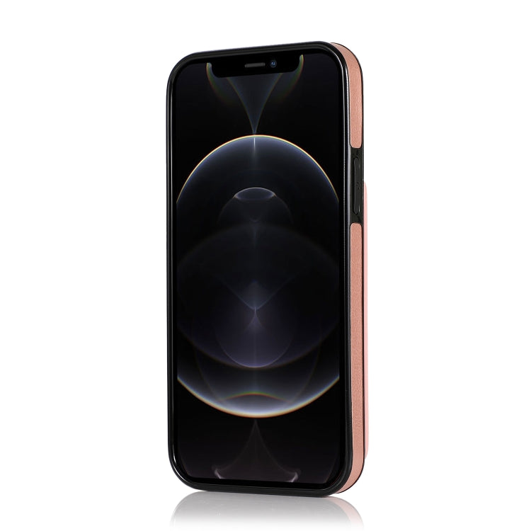 Shockproof PU + TPU Protective Case with Card Slots & Holder For iPhone 12 / 12 Pro(Rose Gold)-garmade.com