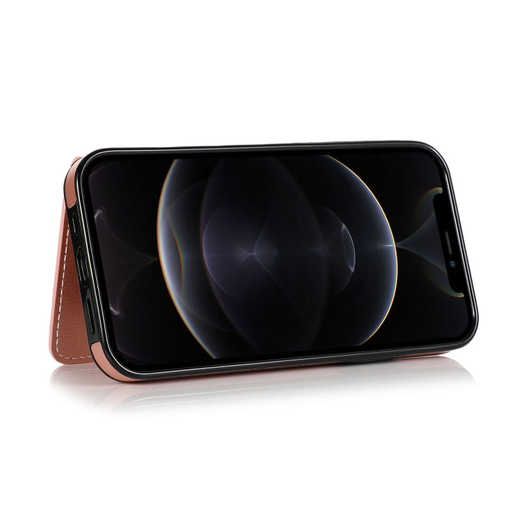Shockproof PU + TPU Protective Case with Card Slots & Holder For iPhone 12 / 12 Pro(Rose Gold)-garmade.com