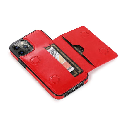 Shockproof PU + TPU Protective Case with Card Slots & Holder For iPhone 12 Pro Max(Red)-garmade.com