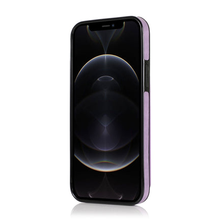 Shockproof PU + TPU Protective Case with Card Slots & Holder For iPhone 12 Pro Max(Purple)-garmade.com