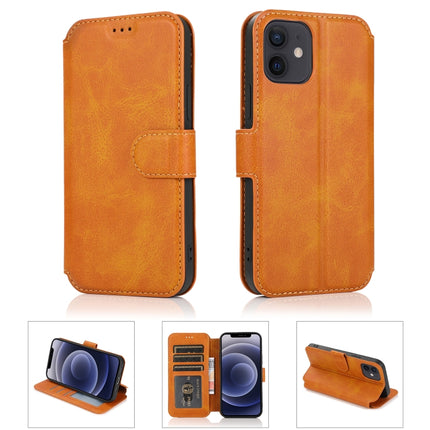 Shockproof PU + TPU Leather Case with Card Slots & Holder & Photo Frame & Wallet For iPhone 12 mini(Khaki)-garmade.com