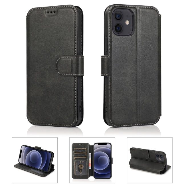 Shockproof PU + TPU Leather Case with Card Slots & Holder & Photo Frame & Wallet For iPhone 12 mini(Black)-garmade.com