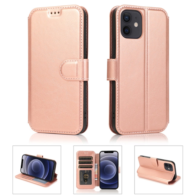 Shockproof PU + TPU Leather Case with Card Slots & Holder & Photo Frame & Wallet For iPhone 12 mini(Rose Gold)-garmade.com