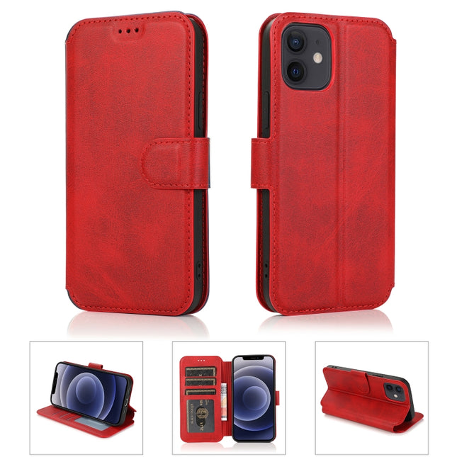Shockproof PU + TPU Leather Case with Card Slots & Holder & Photo Frame & Wallet For iPhone 12 mini(Red)-garmade.com