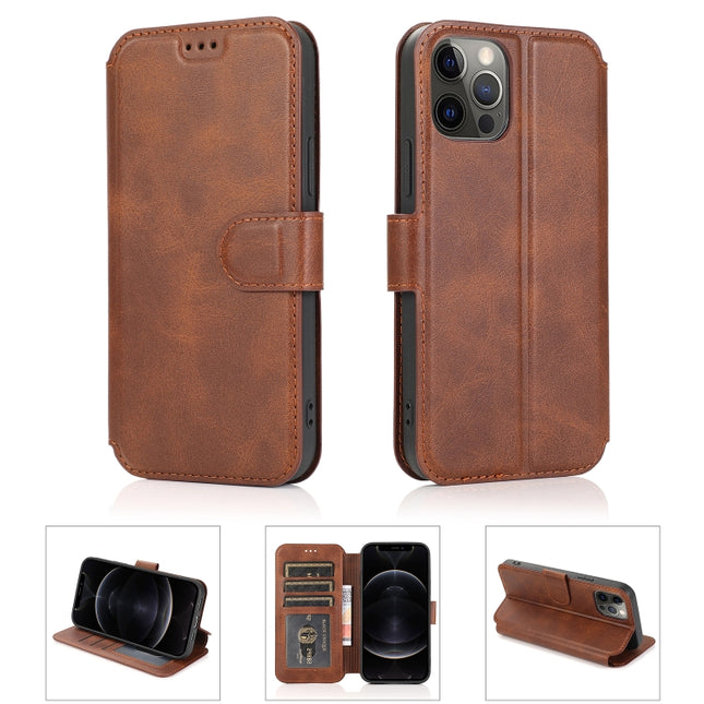 Shockproof PU + TPU Leather Case with Card Slots & Holder & Photo Frame & Wallet For iPhone 12 / 12 Pro(Coffee)-garmade.com