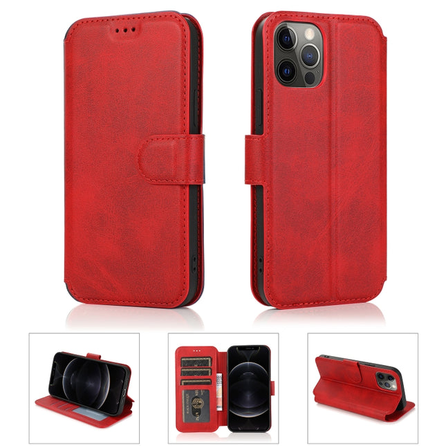 Shockproof PU + TPU Leather Case with Card Slots & Holder & Photo Frame & Wallet For iPhone 12 / 12 Pro(Red)-garmade.com