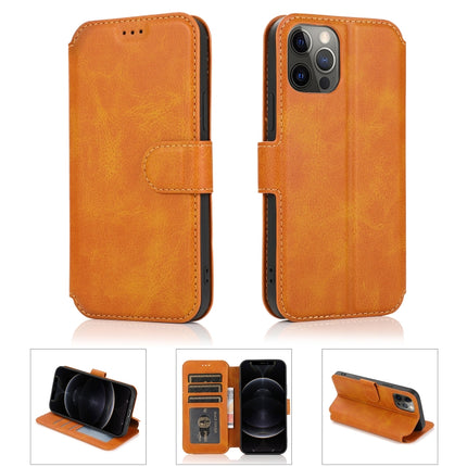Shockproof PU + TPU Leather Case with Card Slots & Holder & Photo Frame & Wallet For iPhone 12 Pro Max(Khaki)-garmade.com